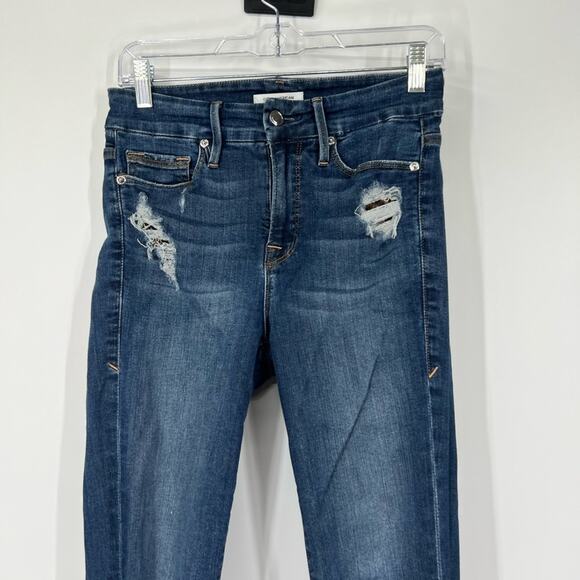 Good American Good Legs High Rise Jeans Raw Hem Leopard Print Pocket - Picture 2 of 8